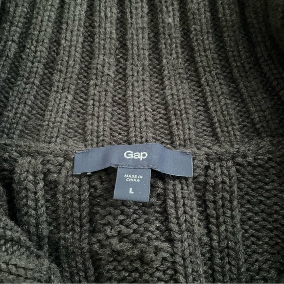 Gap Mens Cardigan Sz L Gray Cable Knit Fisherman Chunky Preppy Academia 90s Y2K - Picture 3 of 12